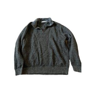 Men's Vintage Pullover Patchy Collared Gray 90s Zip Up Pullover Sweater Size 14